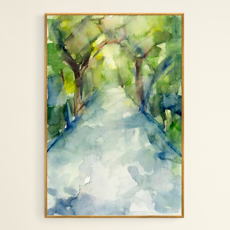 Path Conservatory Garden Central Park Watercolor Painting - Giclée