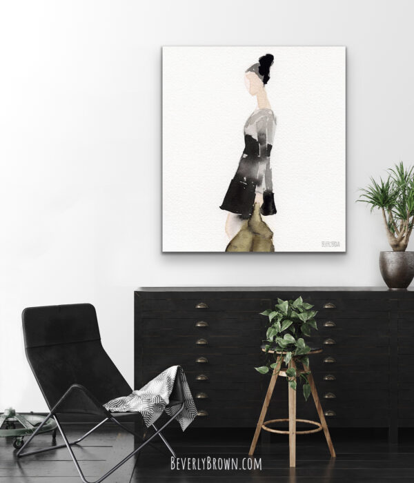 Woman in a Black and Gray Dress - Giclée Print - Image 2